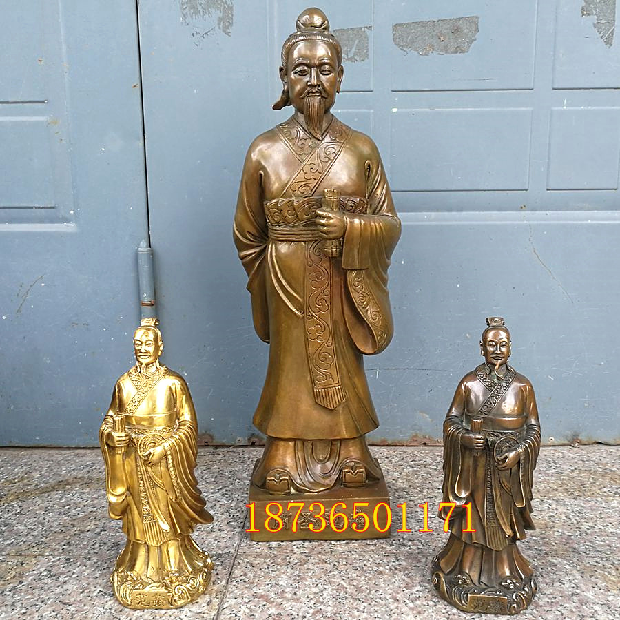 范蠡开光纯铜财神爷神像招财兴商文财神佛像铜器家摆件