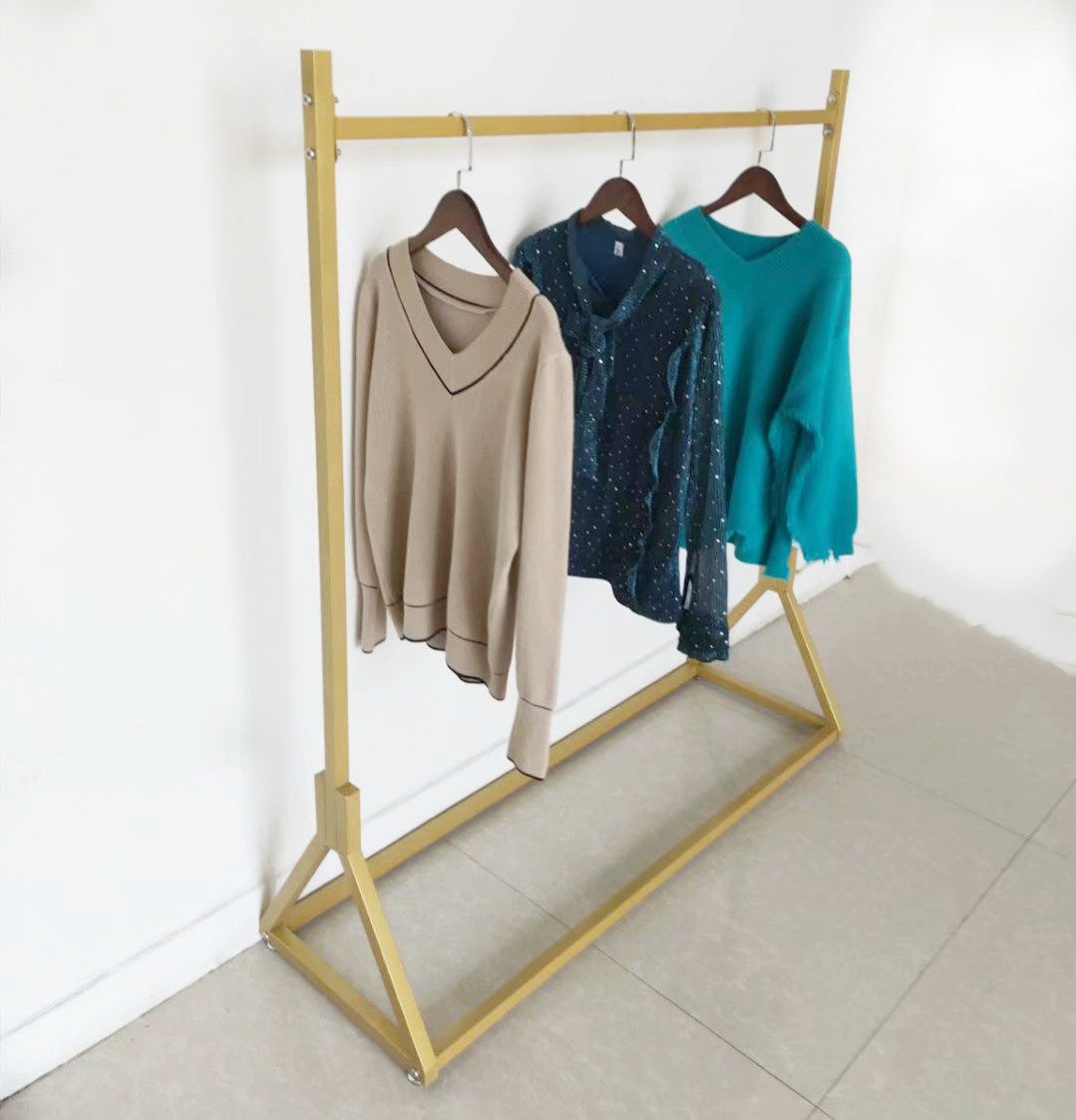 架子衣服服装店展示架落地式组合金色女装货架铁艺服装展示架