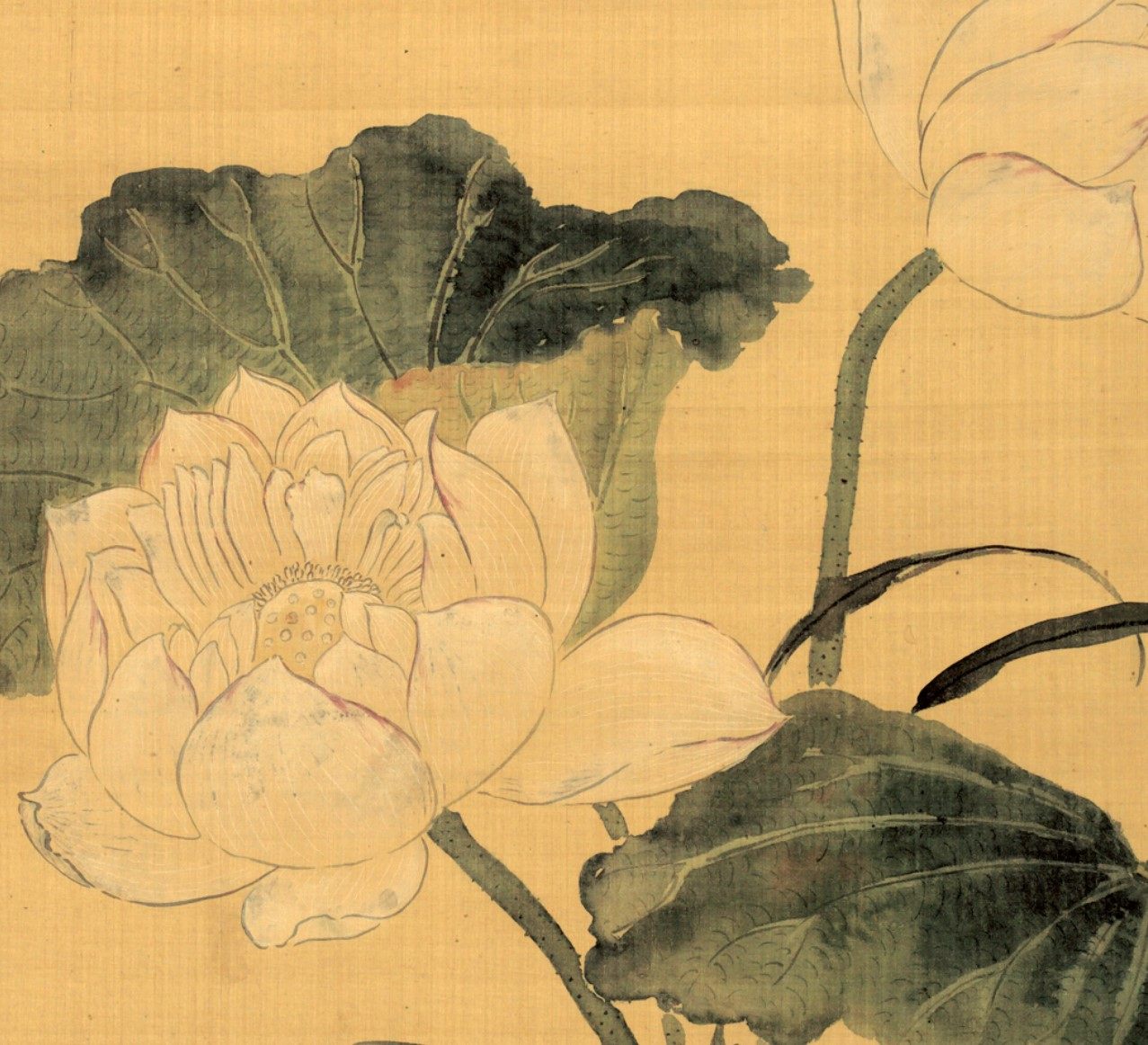 蒋廷锡赐莲图绢本宣纸国画名家字画画心装饰玄关国画