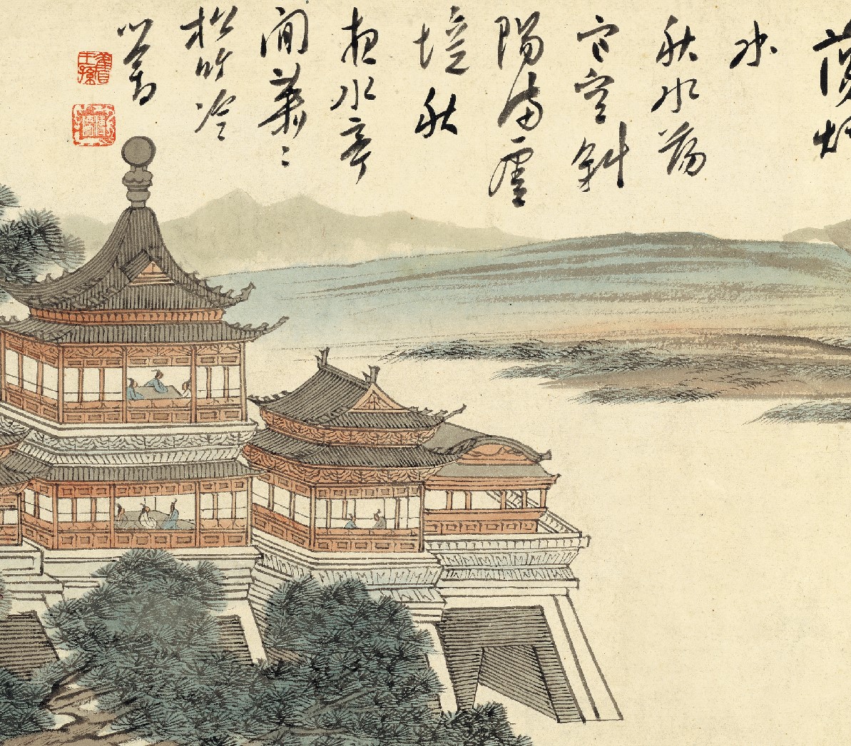 山水溥儒长卷清代古国国画山水画画心横幅装饰画国画