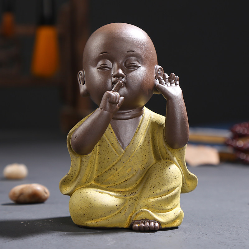 小和尚茶宠摆件精品可养不听不说不看茶宠摆件