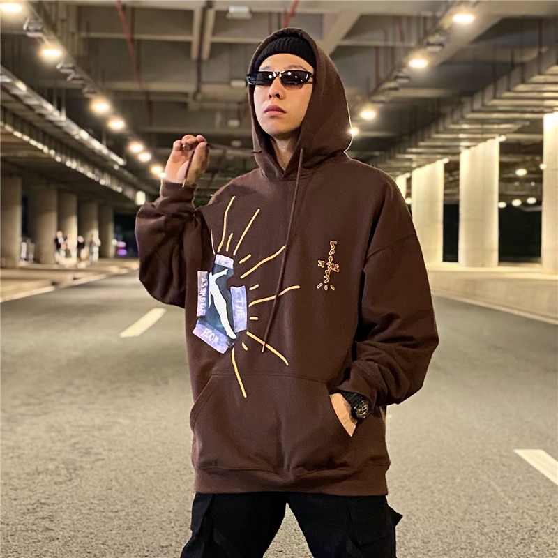 travisscotttshoodie天梯梯子发泡印花帽衫男女卫衣