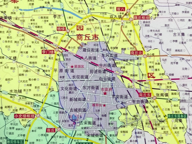 2019新版 商丘市地图 商丘地图 含郊县 双面覆膜防水 约1.1×0.