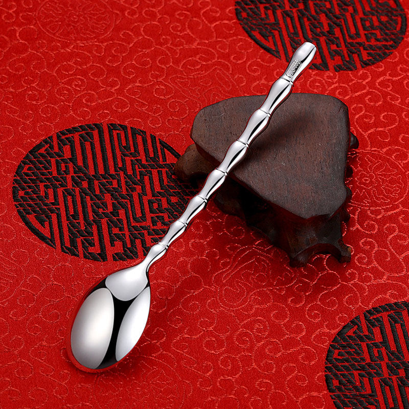 正品勺子纯银小孩汤勺成人家用调羹咖啡儿童摆件