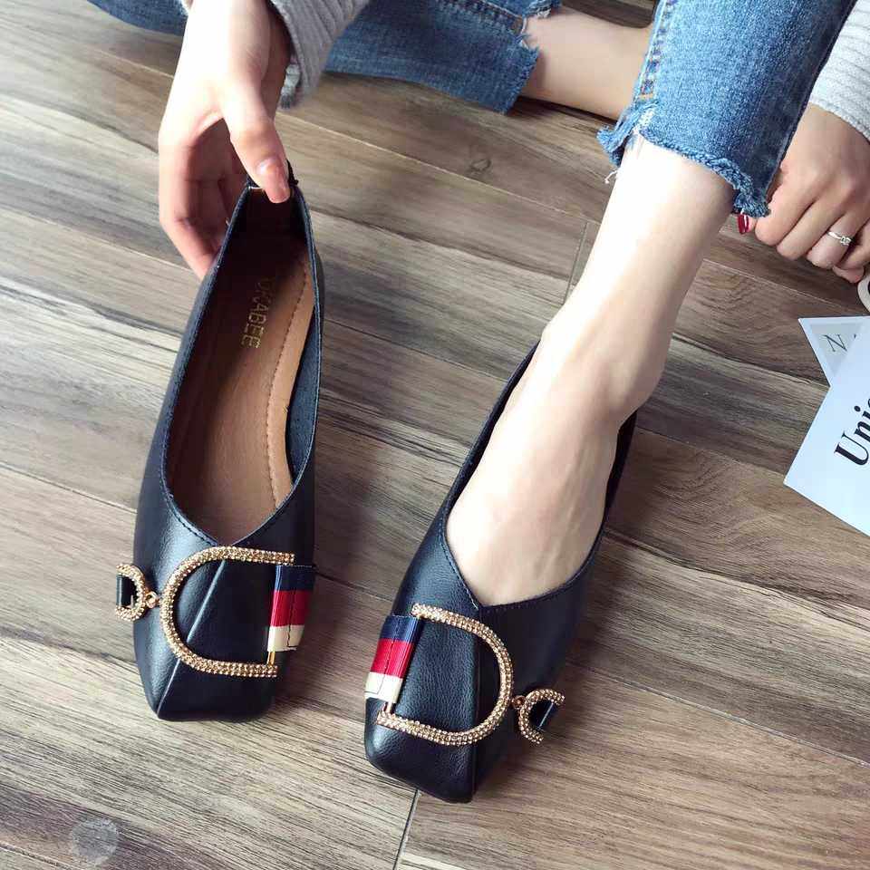 平底单鞋女2020春夏新款百搭仙女晚晚鞋软方头浅单鞋