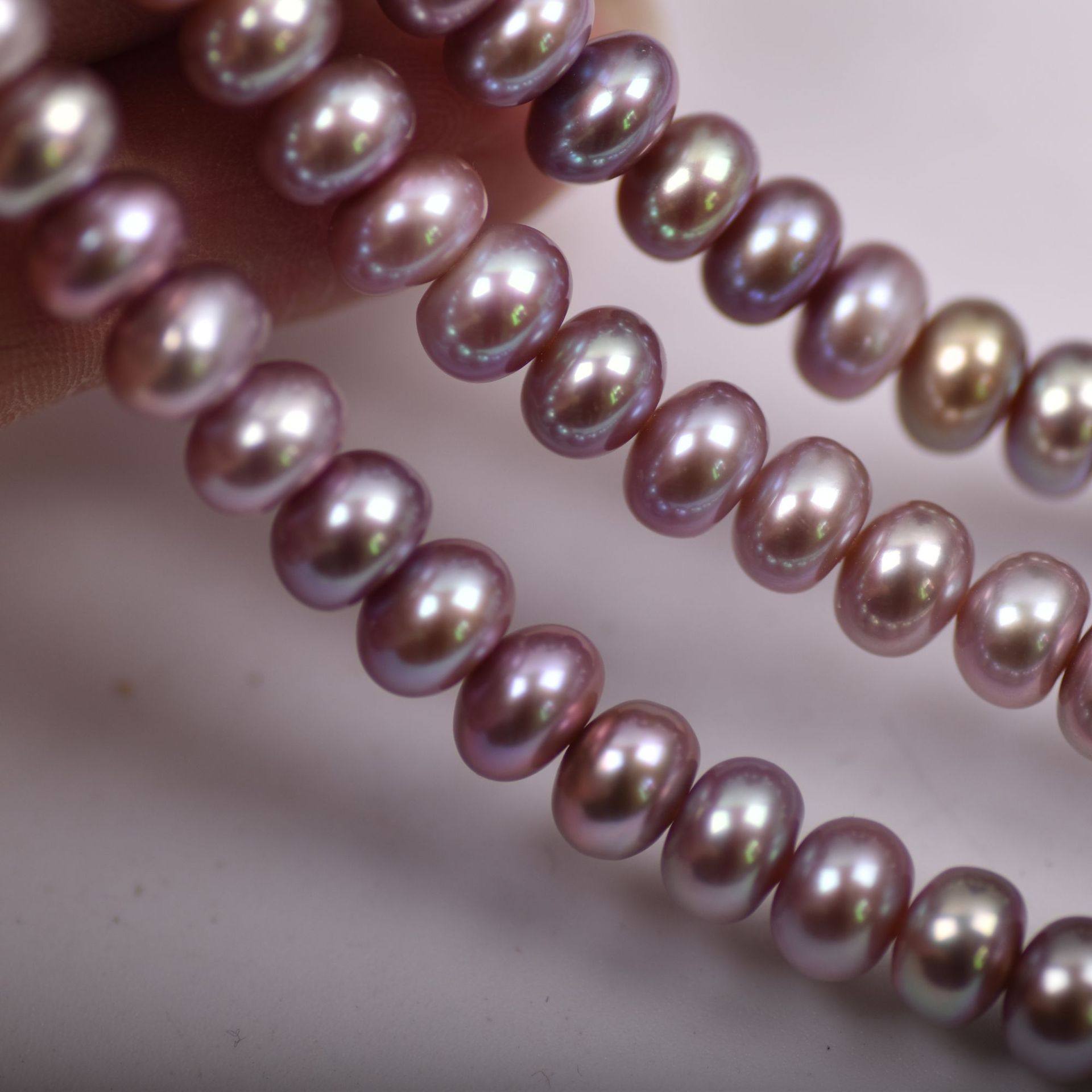 珍珠稀少紫色强光好品质89mm四面扁圆天然淡水珠宝奇石