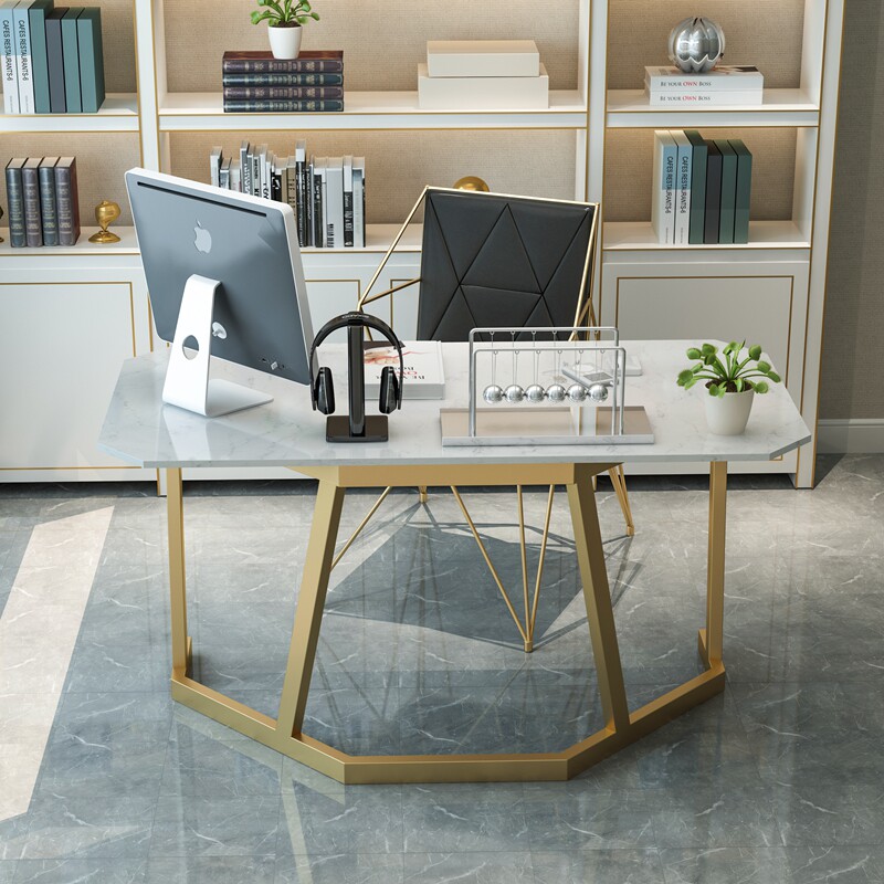 北欧大理石办公桌轻奢商家两用台式台式电脑电脑桌写字台办公电脑桌