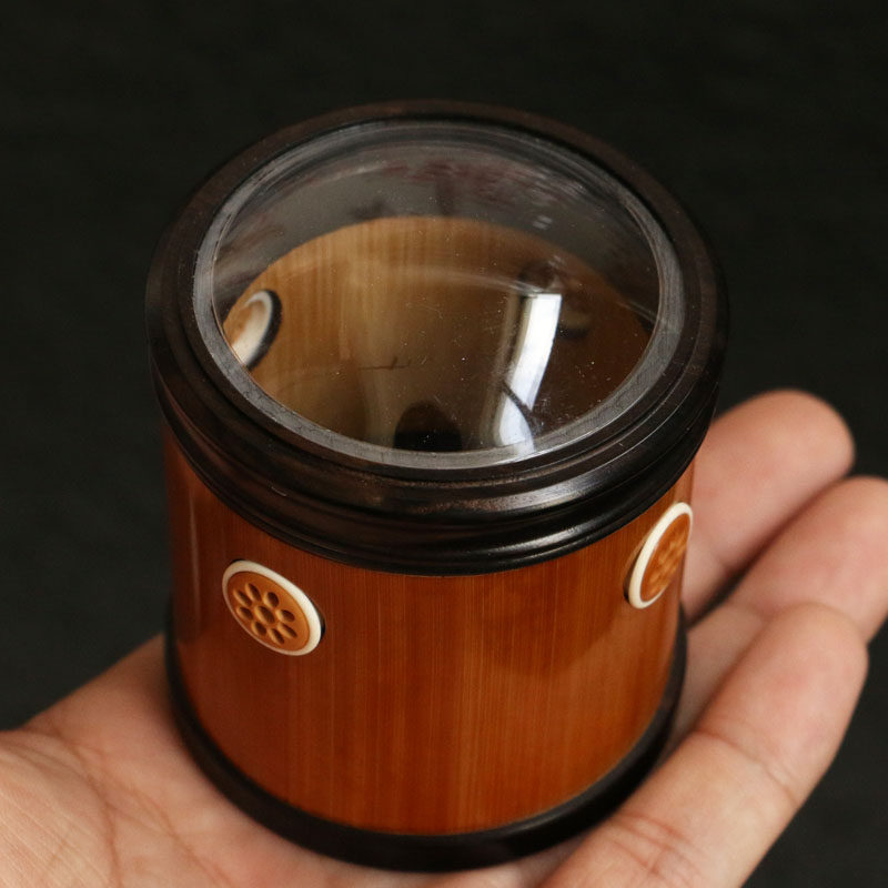 孔竹蛉虫罐盒钟鸣金钟鸣螺纹玉竹口盖檀木制作精工竹编