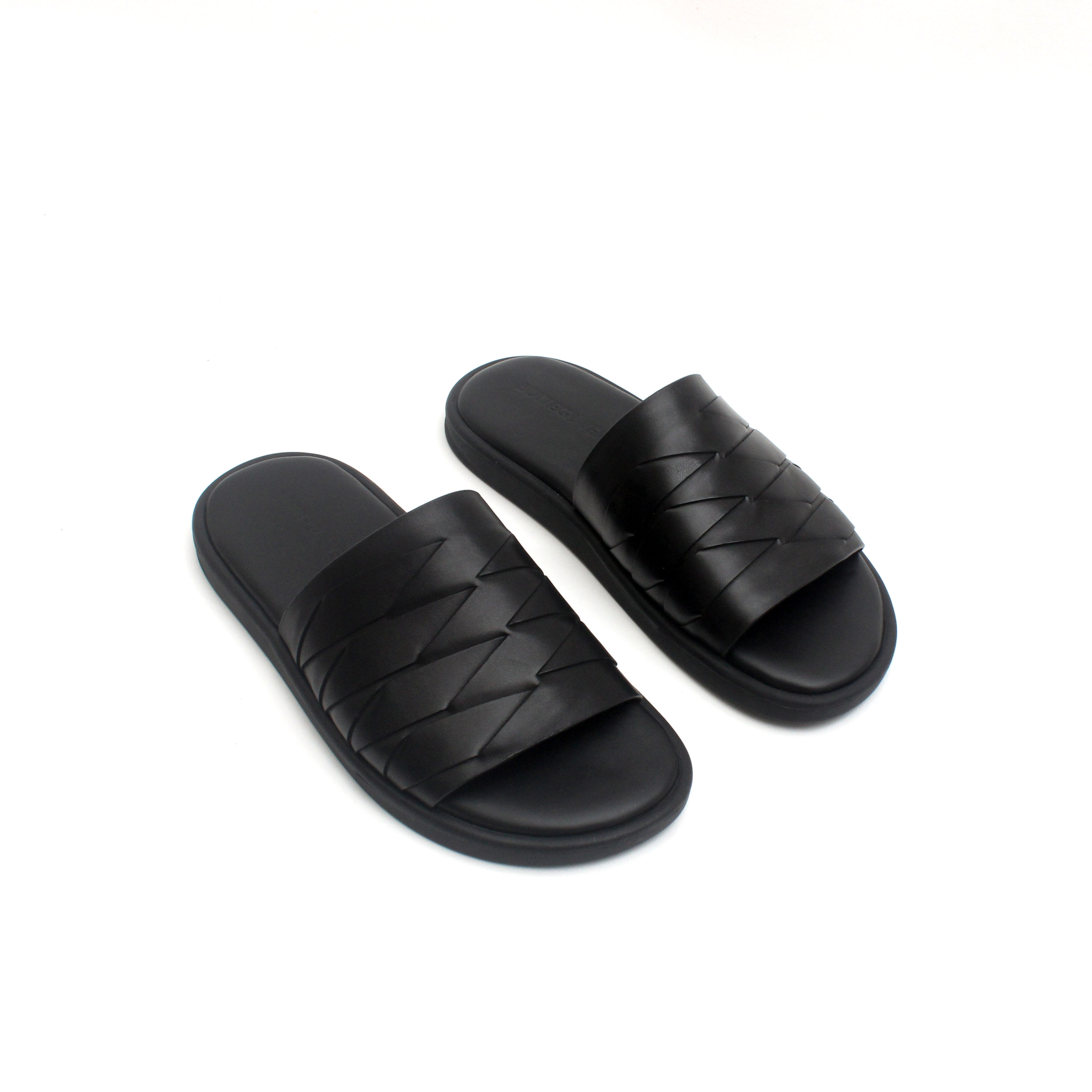 yuanintrecciato工艺bv拖鞋编织牛皮一字外穿真皮一字拖