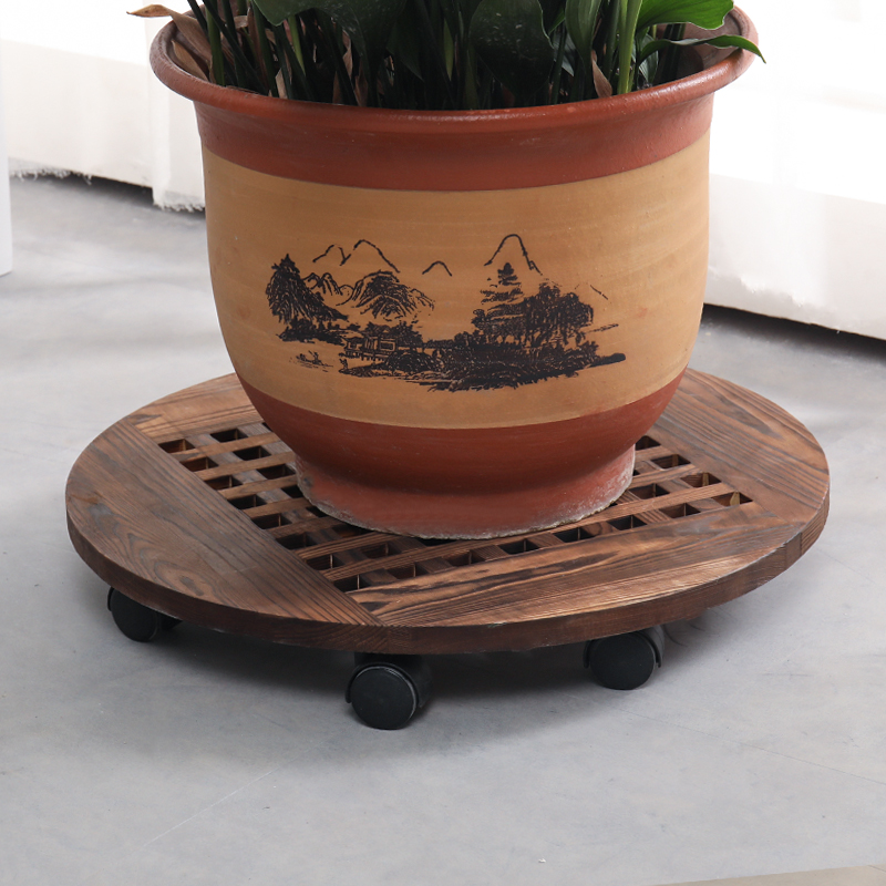 花盆托盘圆形带轮底座万向移动盆架加厚盘大花托