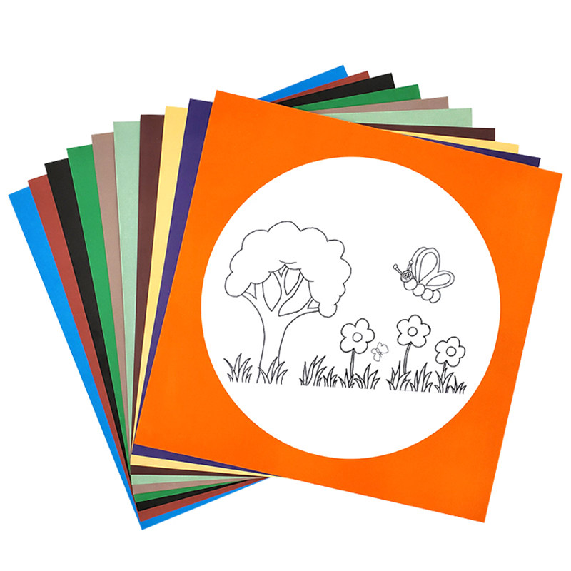 卡纸彩色厘米正方形内圆边框300g手绘美术绘画卡纸