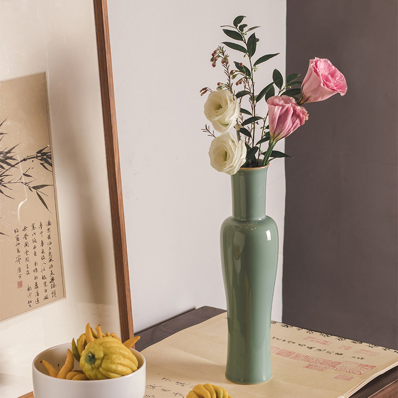 宋代摇铃中式花瓶插花器皿观音复古花器禅意花瓶