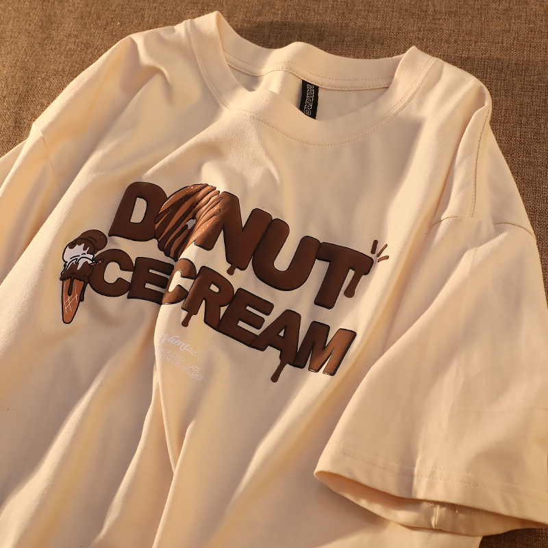 逃离地球发泡字母t恤女2022新款宽松情侣装oversize嘻哈上衣ins潮