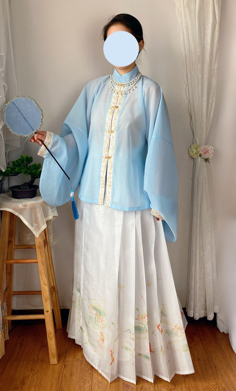 锦荷南知立领对襟琵琶马面裙明制汉服女春夏日常汉服