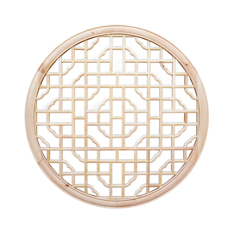 东阳木雕实木花格格栅圆形玄关挂件花窗壁挂木雕