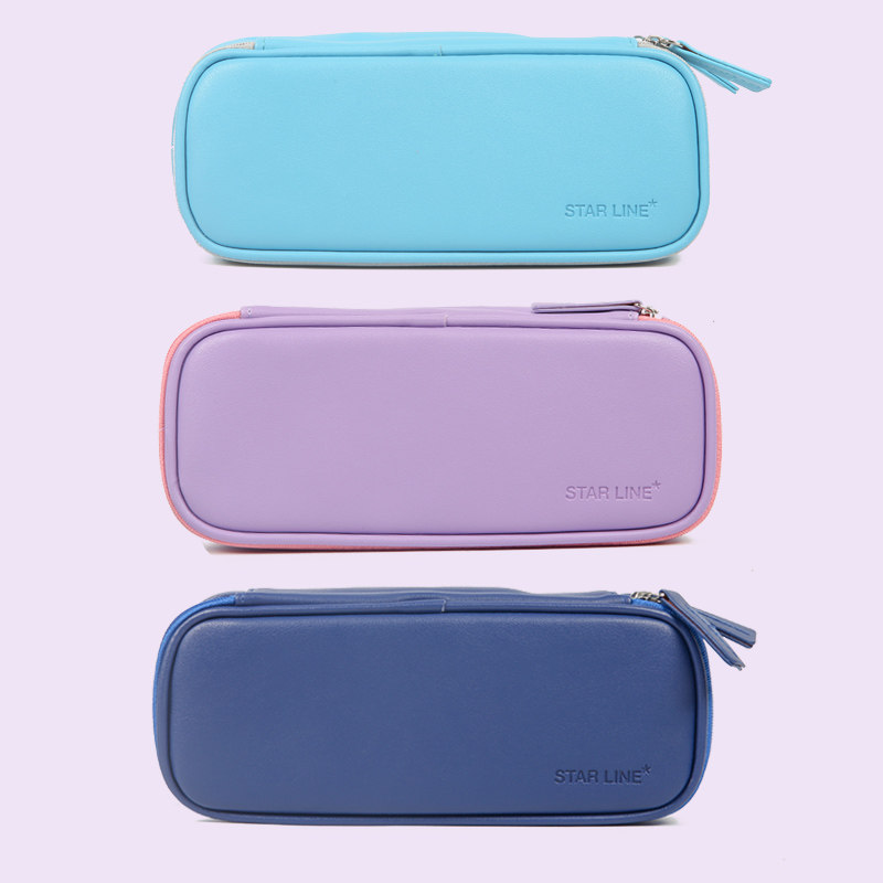 日本kutswa进口小学生笔袋大容量铅笔盒pu双层拉链笔袋