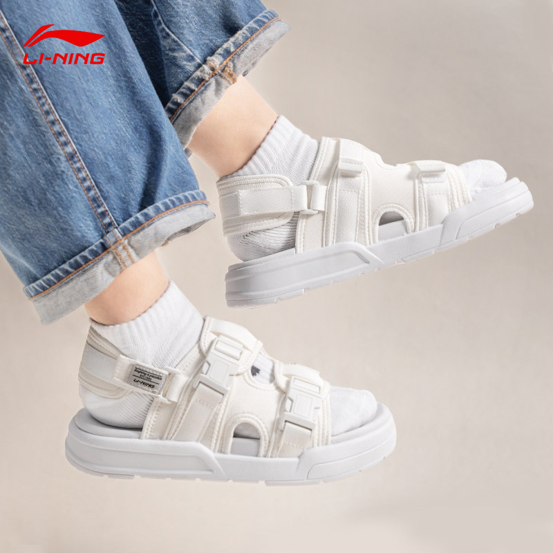 李宁凉鞋女鞋2023夏季新款女士厚底百搭软底运动沙滩鞋