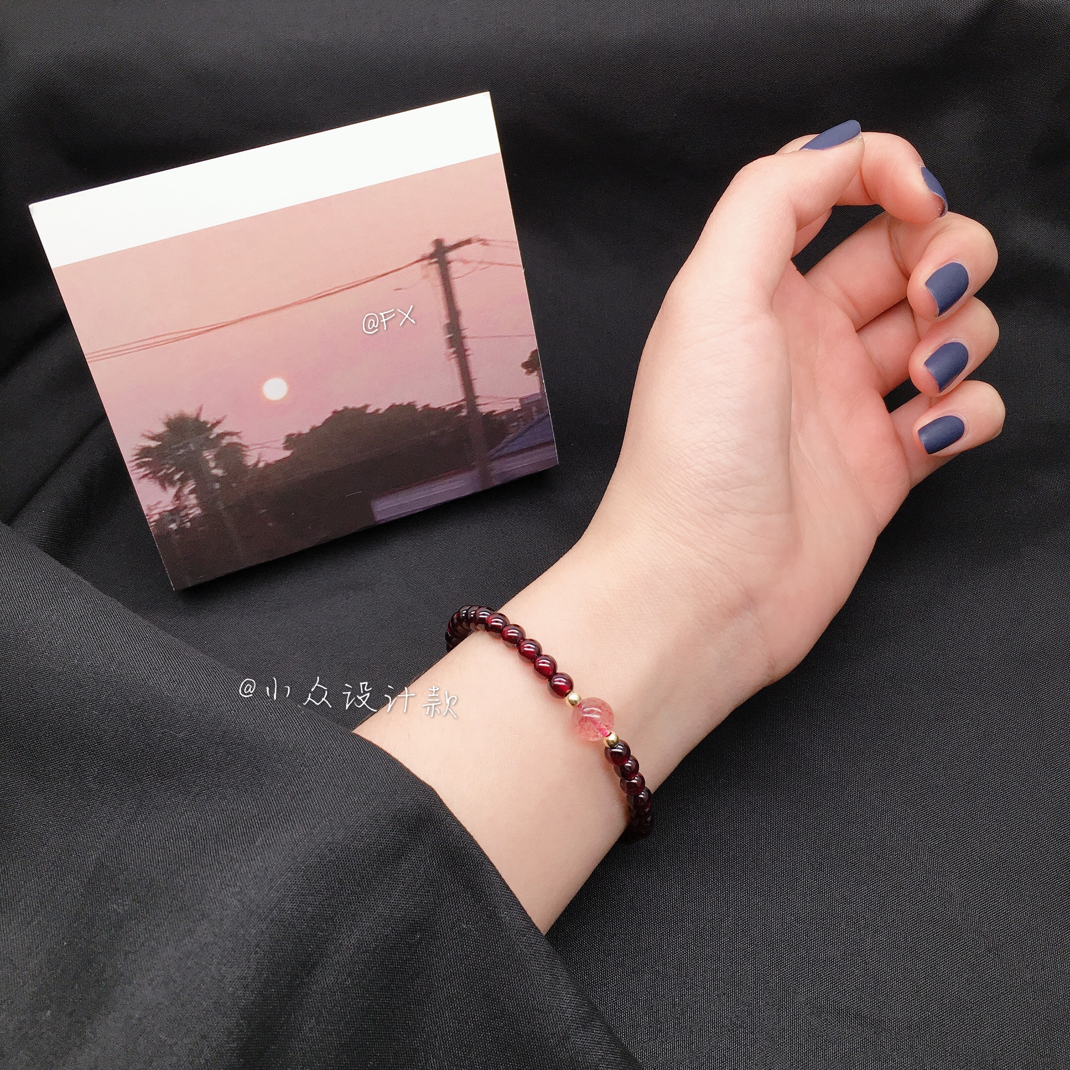 美容养颜天然石榴石纯银手链手串女ins小众设计韩版手链