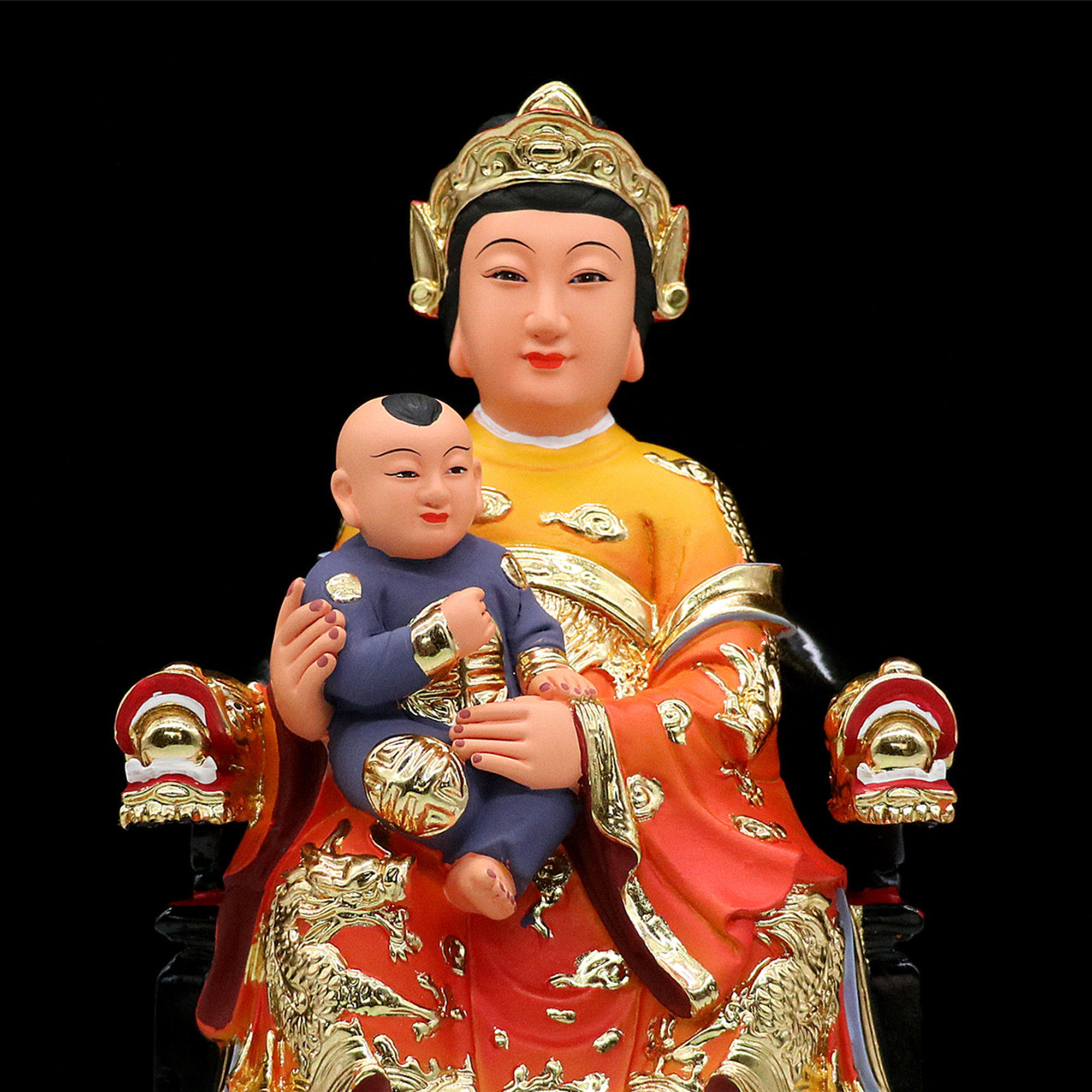 包邮求子注生送子娘娘神像临水夫人陈靖姑道教摆件