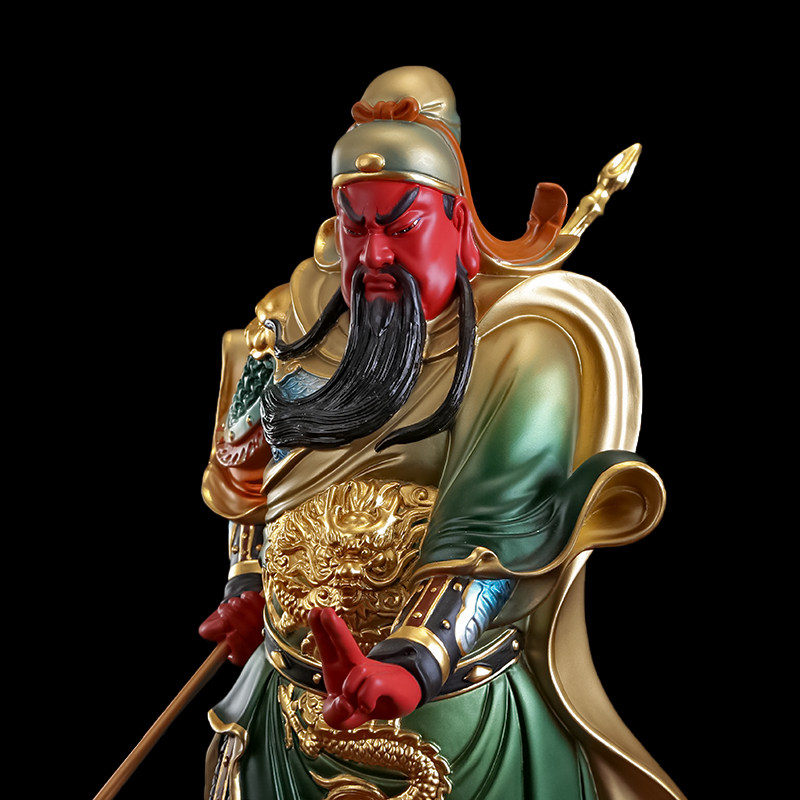 关公彩绘剑指家用供奉武财神二爷神像开光招财摆件