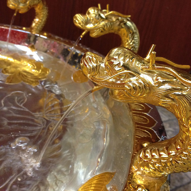 台湾宝华华金鎏银浴佛用品浴佛盆喷水九龙龙浴摆件