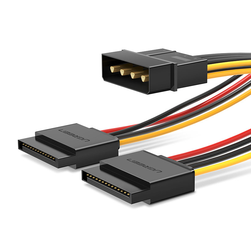 机电脑ide转接线15pin一分二延长线 绿联sata硬盘电源线大4pin台式