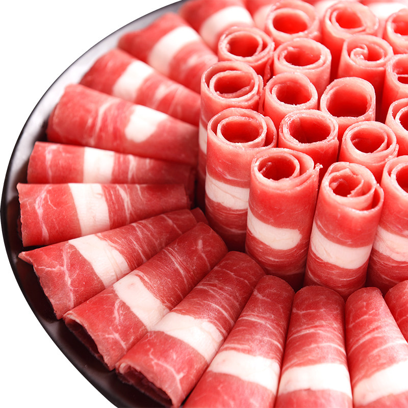 精品雪花肥牛卷新鲜牛肉片3份400克装火锅烧烤肉食材家庭商用盒装