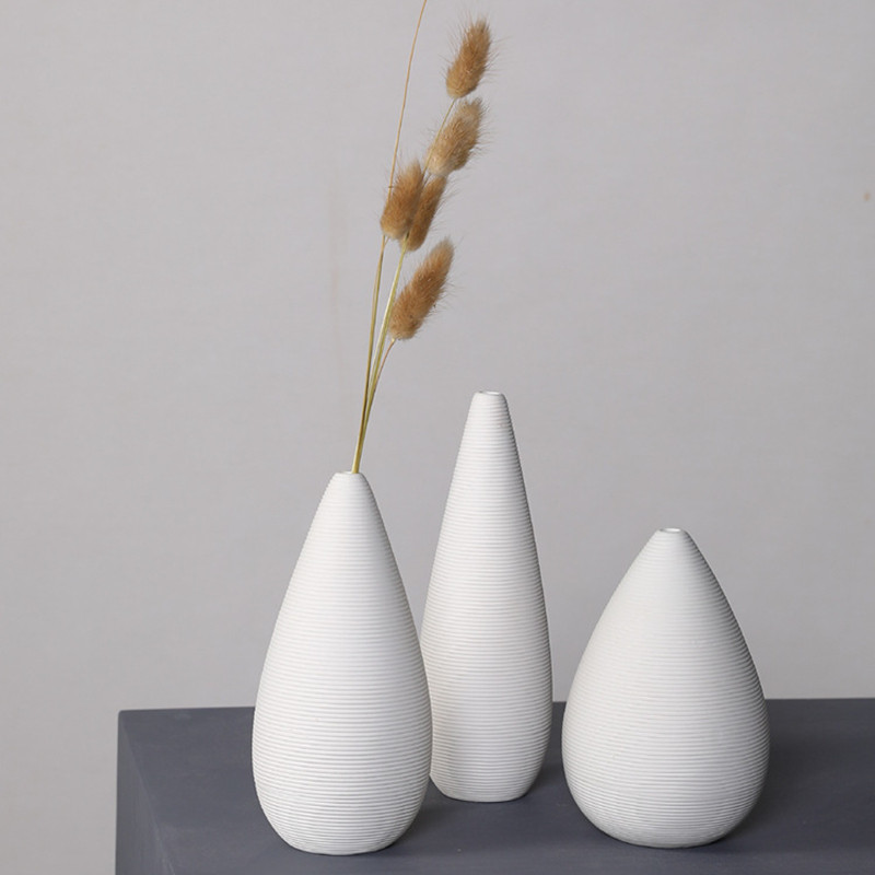 极简餐厅民宿客厅摆件禅意花瓶小众插花白色素花瓶