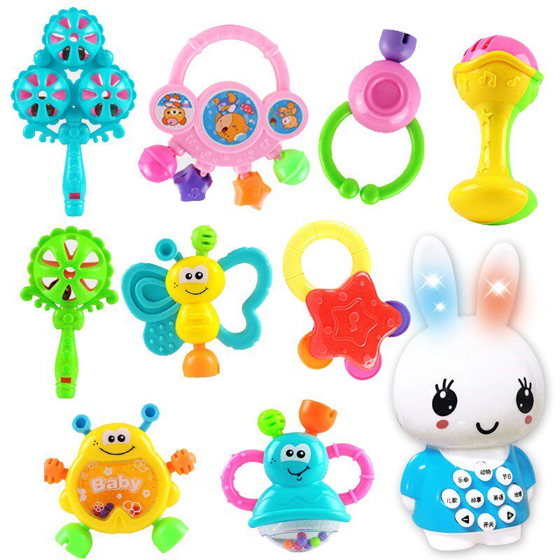 纽乐婴儿手摇铃玩具0-1岁 新生儿3-6-12个月宝宝早教益智抓握牙胶