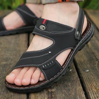 Sandals ຜູ້ຊາຍ summer breathable ແລະທົນທານຕໍ່ການສວມໃສ່ໃຫມ່ open-toe ໄວຫນຸ່ມເກີບຫາດຊາຍສອງຈຸດປະສົງກັນນ້ໍາເກີບ slippers ຜູ້ຊາຍໄວກາງຄົນ