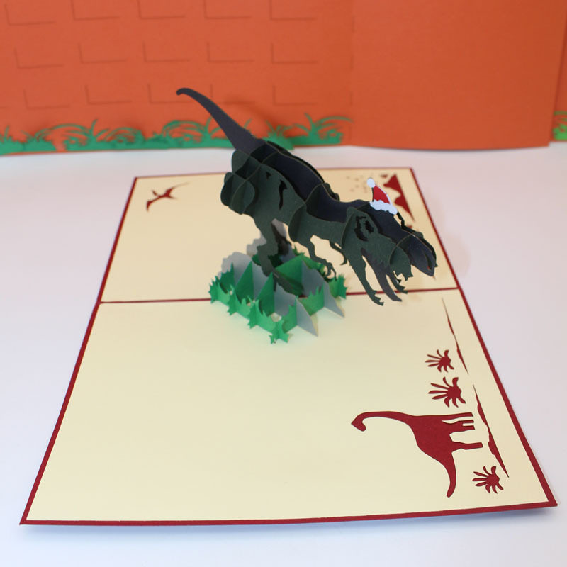 新款3d立体贺卡恐龙世界剪纸雕刻雕刻艺术艺术品贺卡