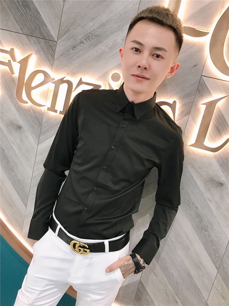 衬衫社会精神小伙韩版修身衬衣快手网红同款衬衫