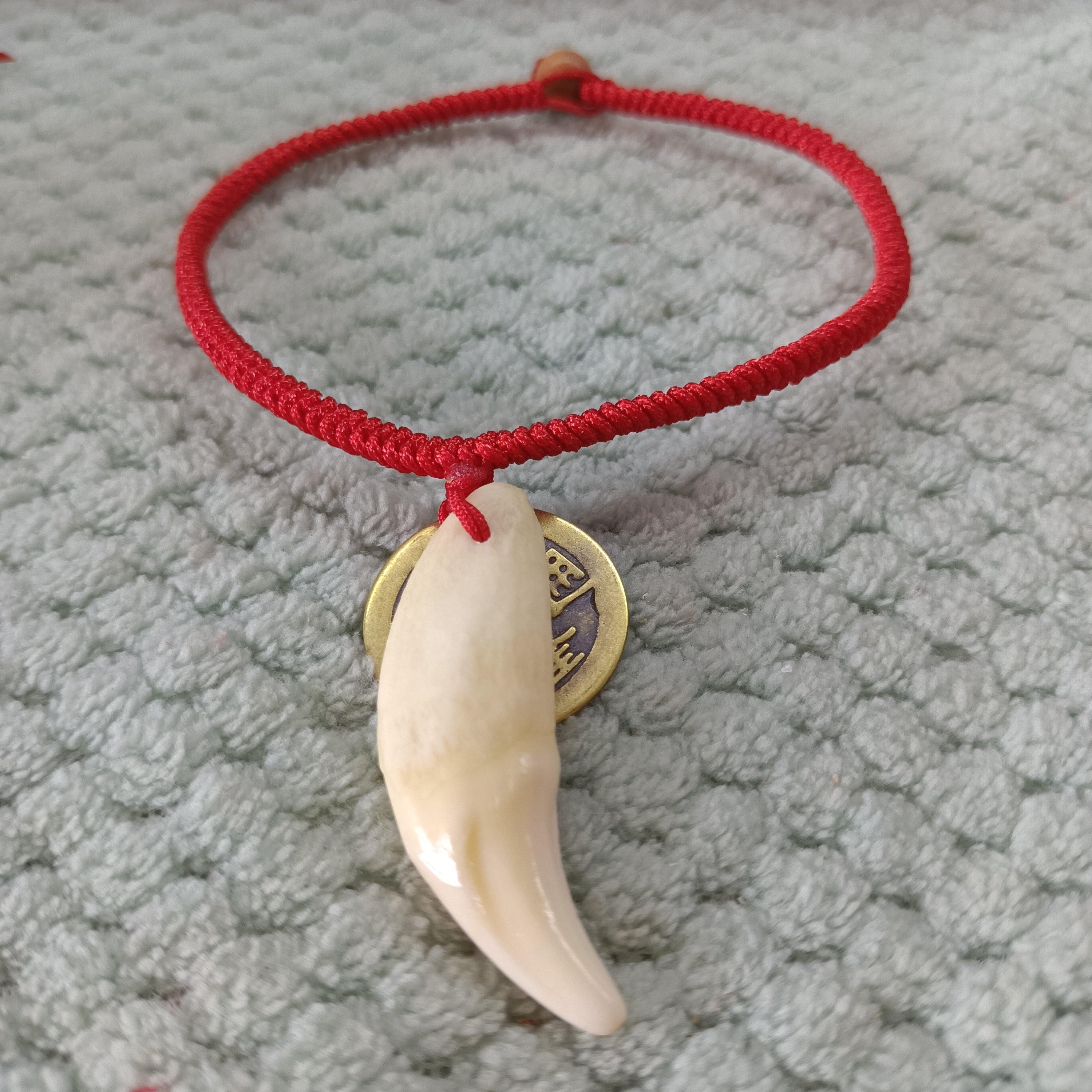 红黑绳狗牙真避邪定制制品手工编织婴儿宝宝手链