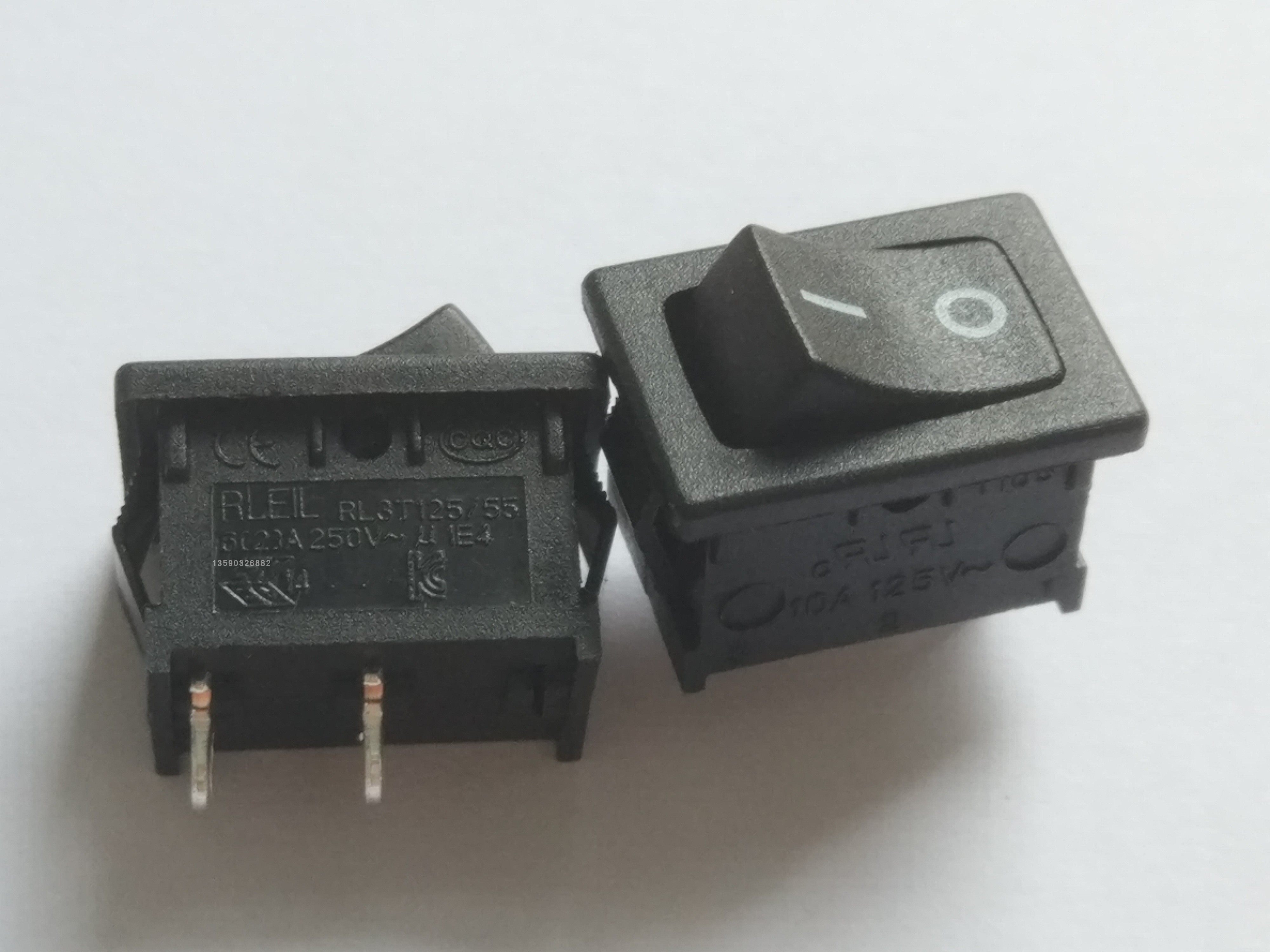 开关船形rleilrl3端子脚带电源标识船型尺寸船形开关