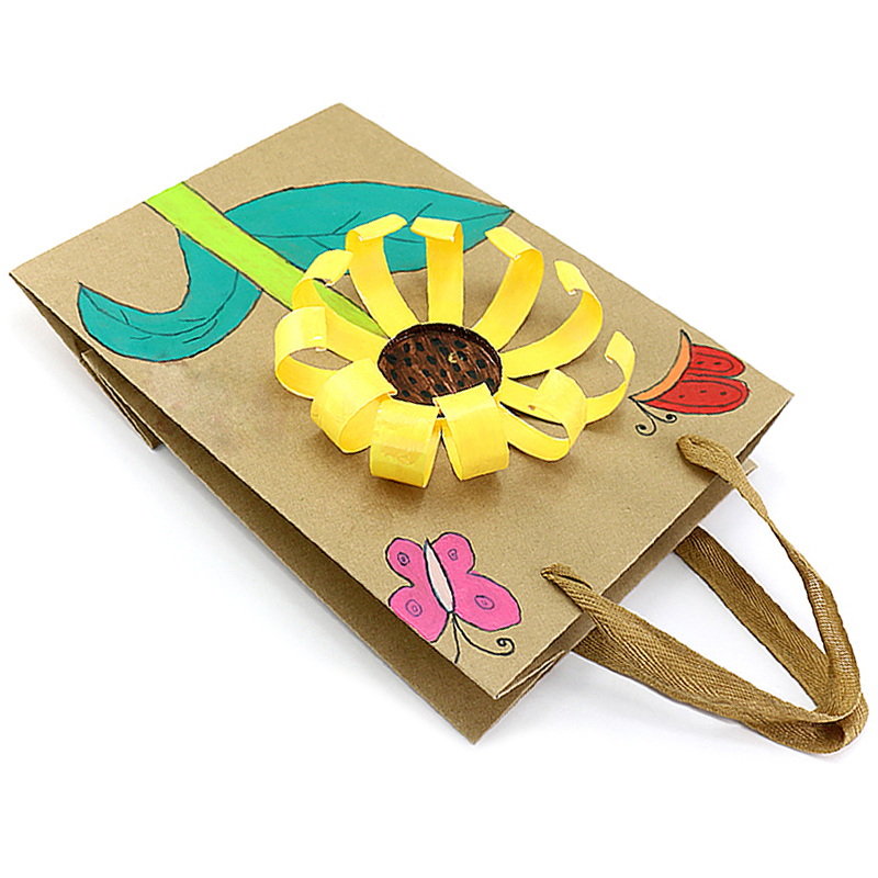 diy手工制手提袋手提美术创意幼儿园制作手工牛皮手工创意粘贴类