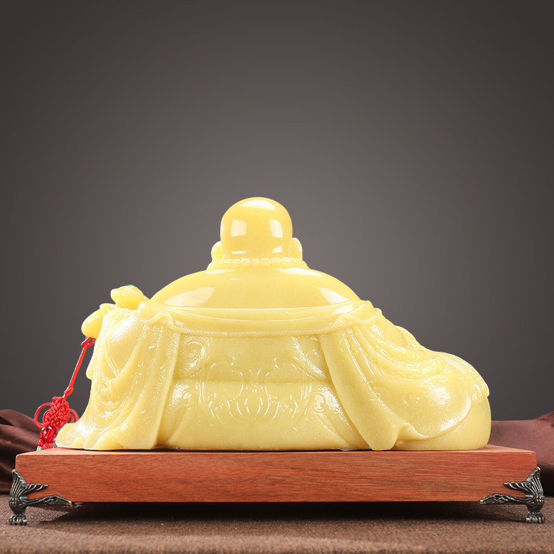供奉玉石如意弥勒佛像摆件大耳朵笑佛客厅家用摆件