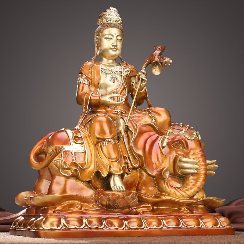 纯铜普贤菩萨佛像摆件如意大象普贤寺庙佛堂家用客厅神像供奉平安