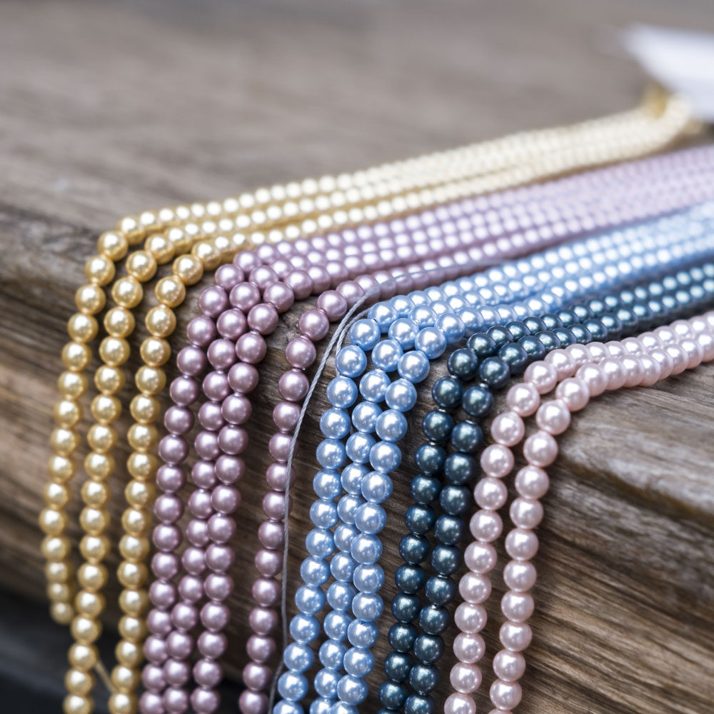 奥地利水晶珍珠直孔法式刺绣材料配件3mm4mm5mm6mm多色珠子