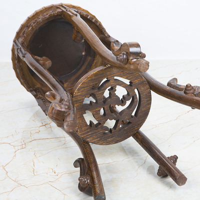 室内实木中式客厅吊兰绿萝鱼缸花瓶盆景底座托架圆形落地花架