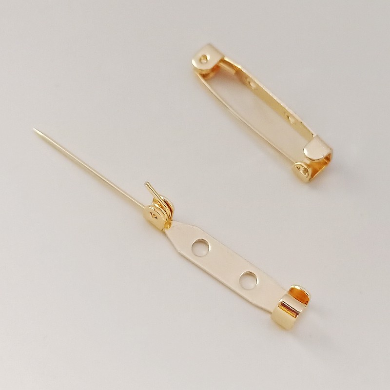 14k安全饰品diy韩版卡扣别针三孔扣针包金保扣