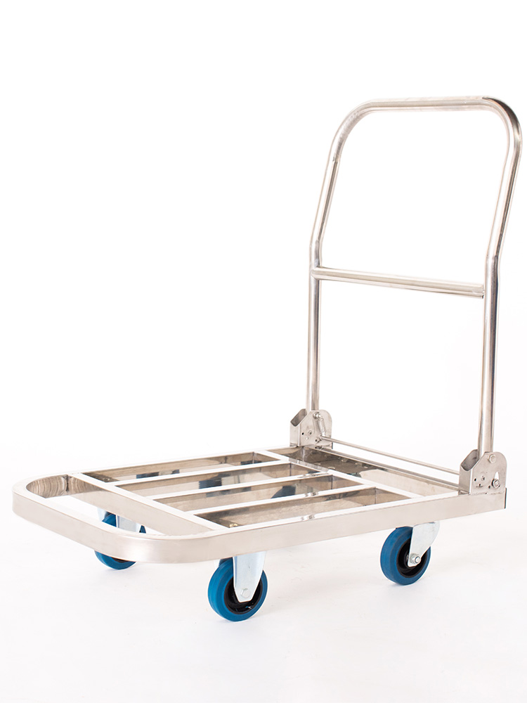 货车不锈钢方管手推车折叠静音平板车拉货推车拖车便携购物车