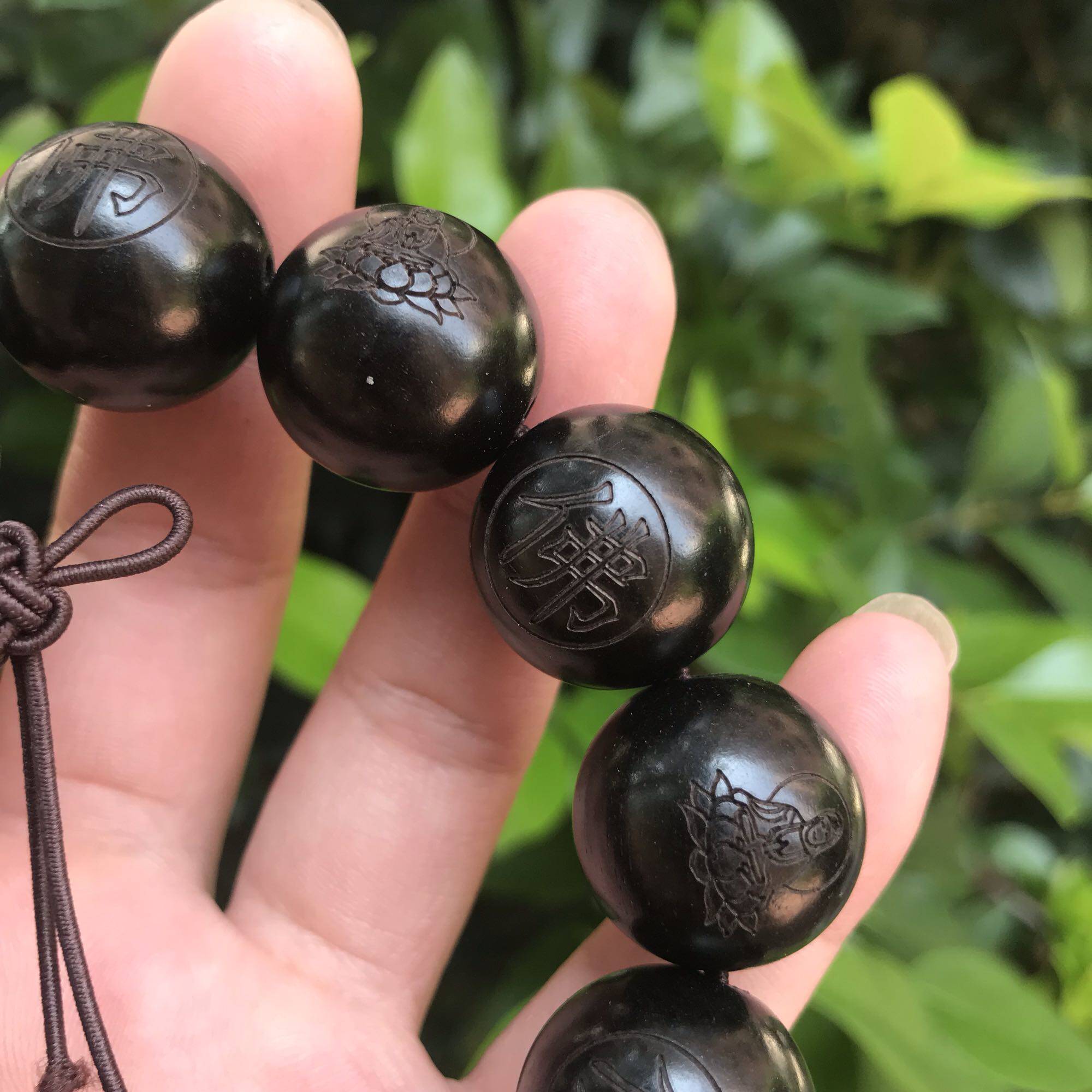 文玩印尼紫光檀木雕刻佛字观音佛像佛珠手串男手链