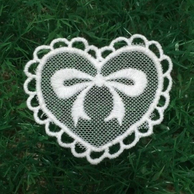 厘米蝴蝶结桃心全棉棉线贴花网布刺绣布贴diy布贴