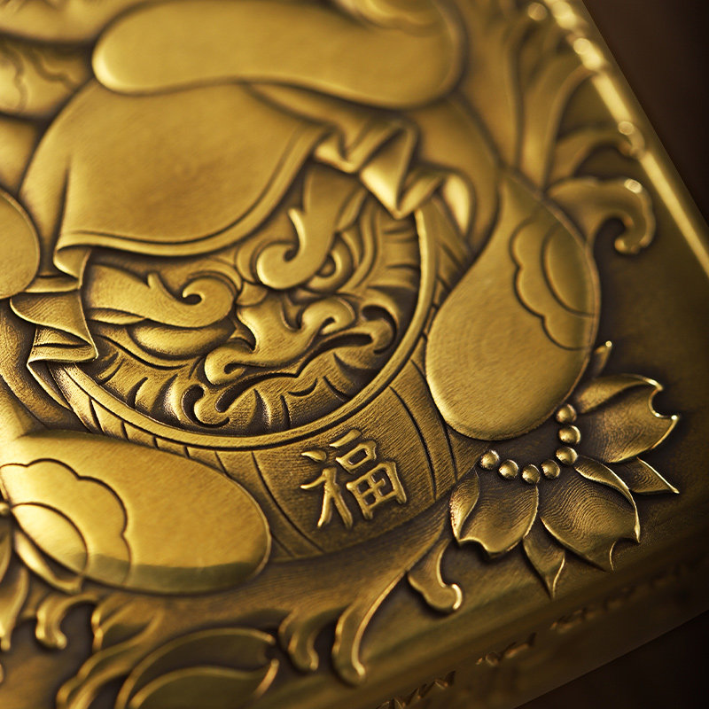 打火机zippo正品原装黄铜盔甲鬼王招财猫情人节礼物zippo