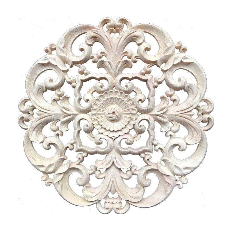 木雕实木镂空雕花欧式装饰贴花心花圆盘东阳木雕