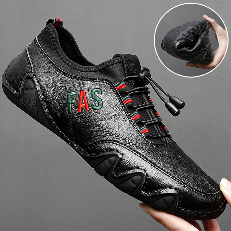 2022新款春季软底男鞋男士商务休闲潮流皮鞋真皮豆豆鞋男运动百搭