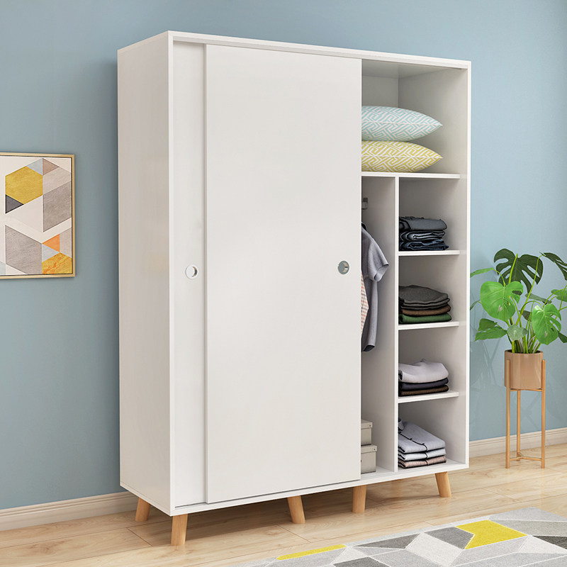 衣柜简易推拉门卧室移门北欧家用衣橱板式组装衣柜