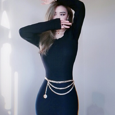 欧美时尚多层腰链 美人头像腰部配饰 粗链身体链性感腰链女配饰