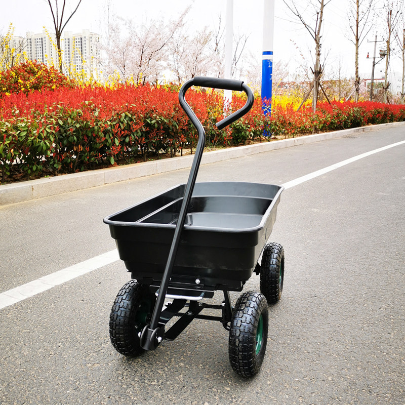 推车牵引车拖拉拉车塑料翻斗车四轮拖车花园摆摊平板手推车