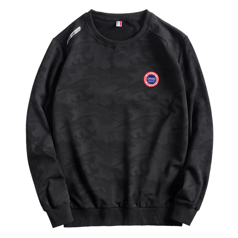 JEEP吉普卫衣男圆领纯棉迷彩衣服大码加肥加大春秋潮牌外穿上衣潮
